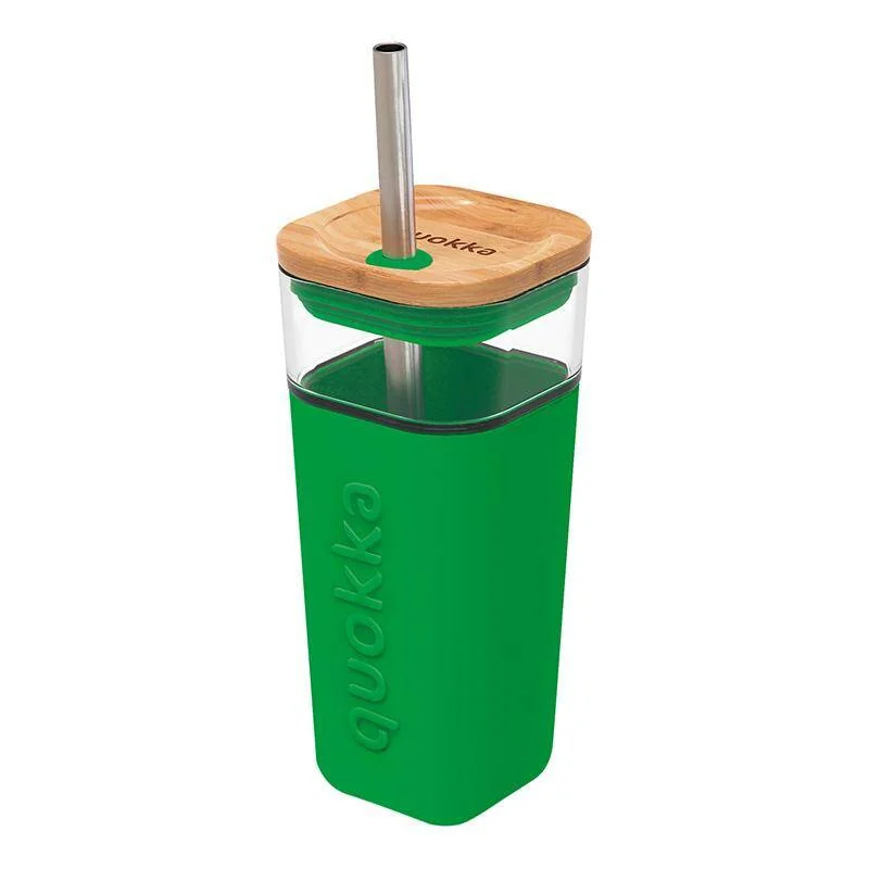 Quokka Liquid Cube pohár so slamkou 540 ml, green