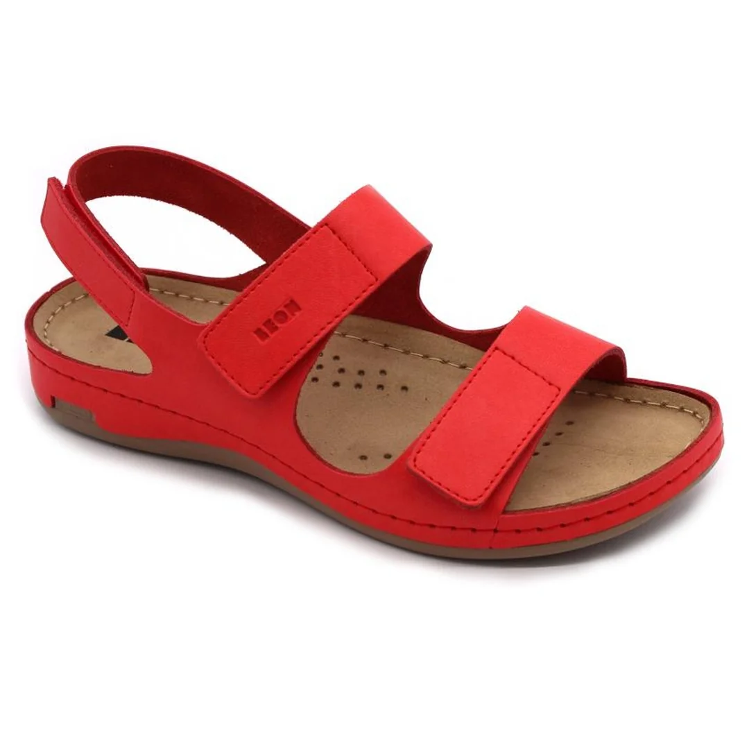 Leon 966 Zdravotné celokožené sandále 39 - 25,5cm, červená, 2,5 cm