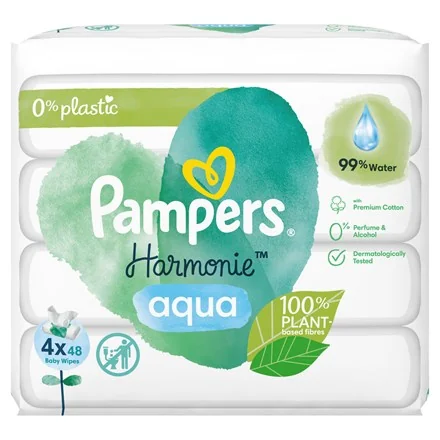 Pampers Wipes Harmonie Aqua 4x48ks 4×48 ks, vlhčené obrúsky