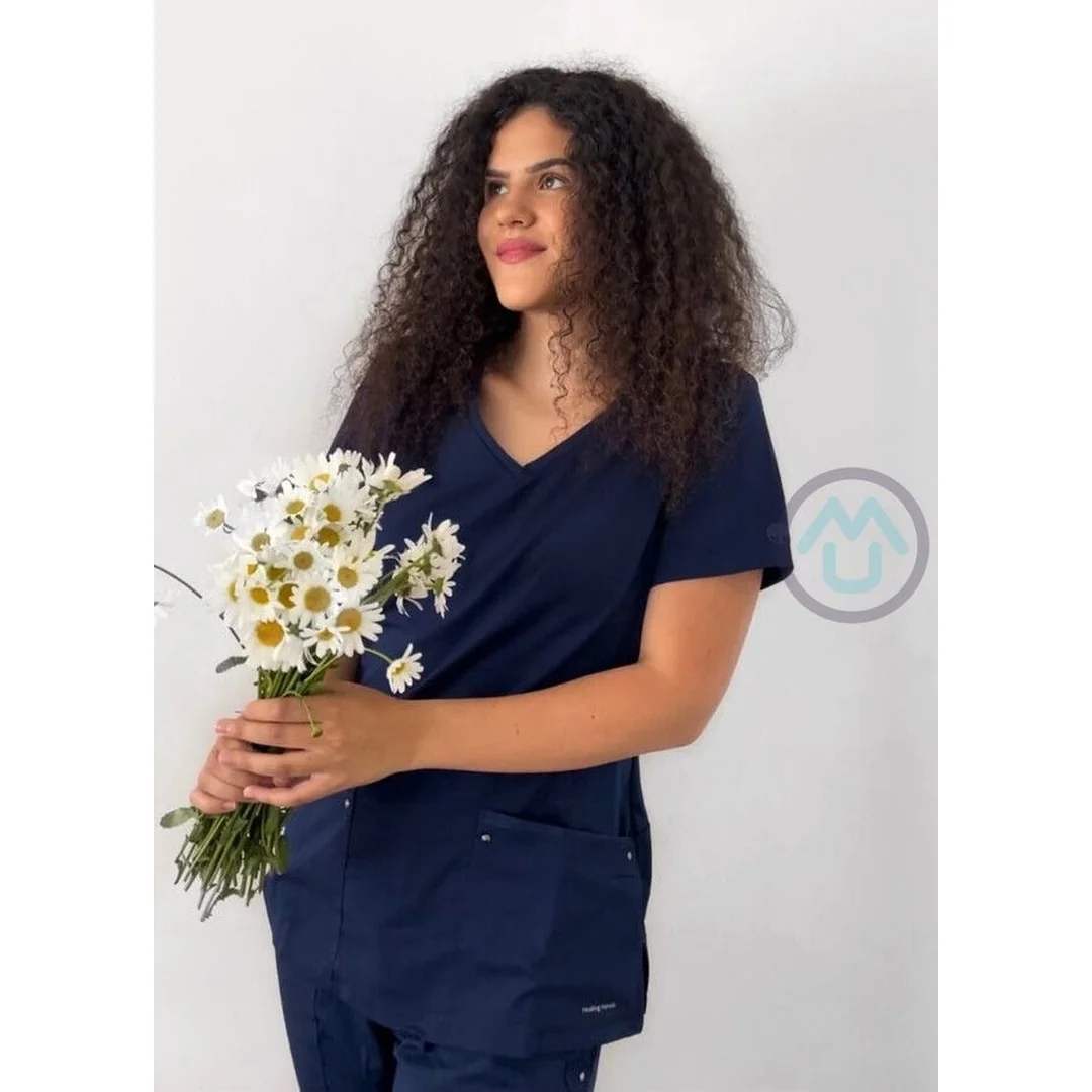 Dámska blúza JULIET s elastickými pásmi na bokoch - námornícka modrá 5XL 
