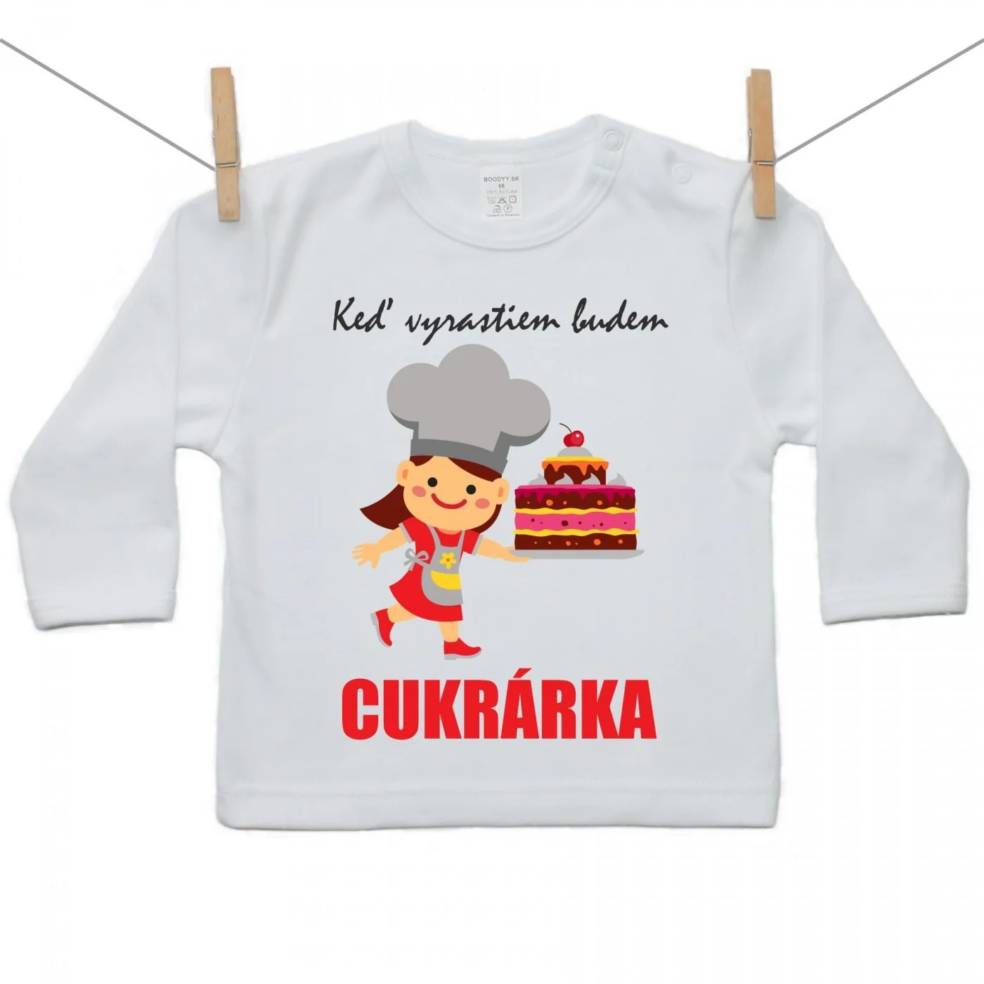 Boodyy Tričko s dlhým rukávom Keď vyrastiem budem cukrárka Veľkosť: 122