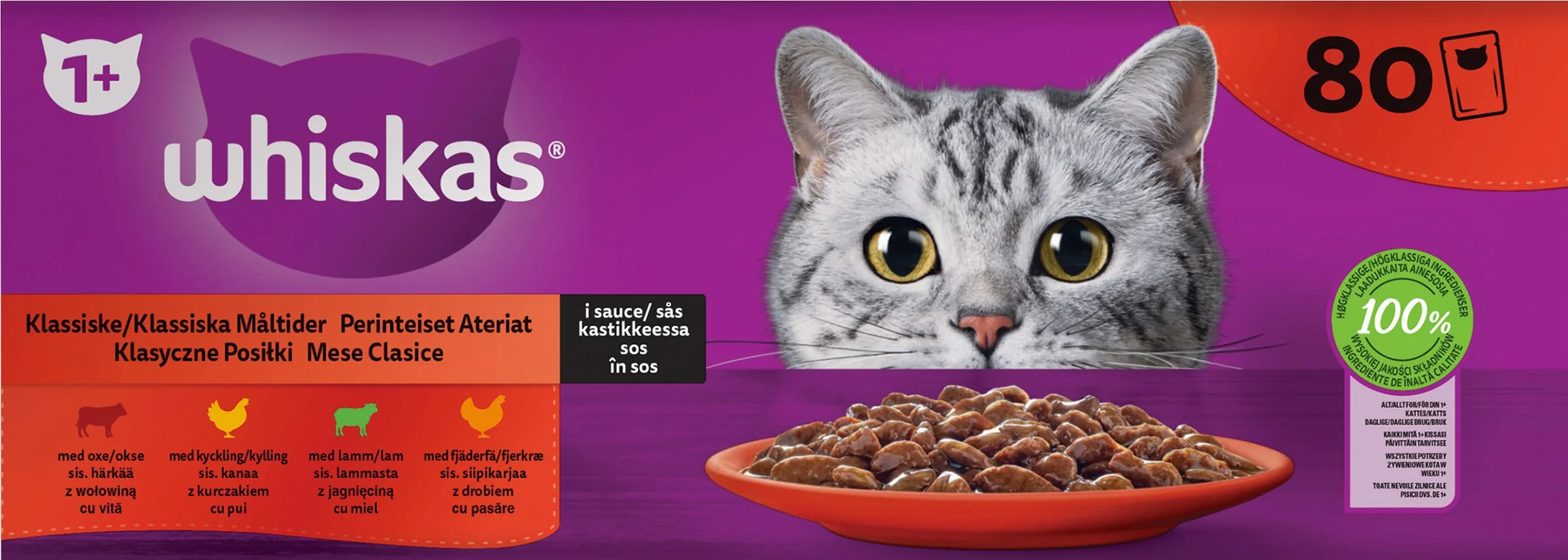 WHISKAS Kapsička Klasický výber v šťave 80pack 80×85g, kapsička pre mačky