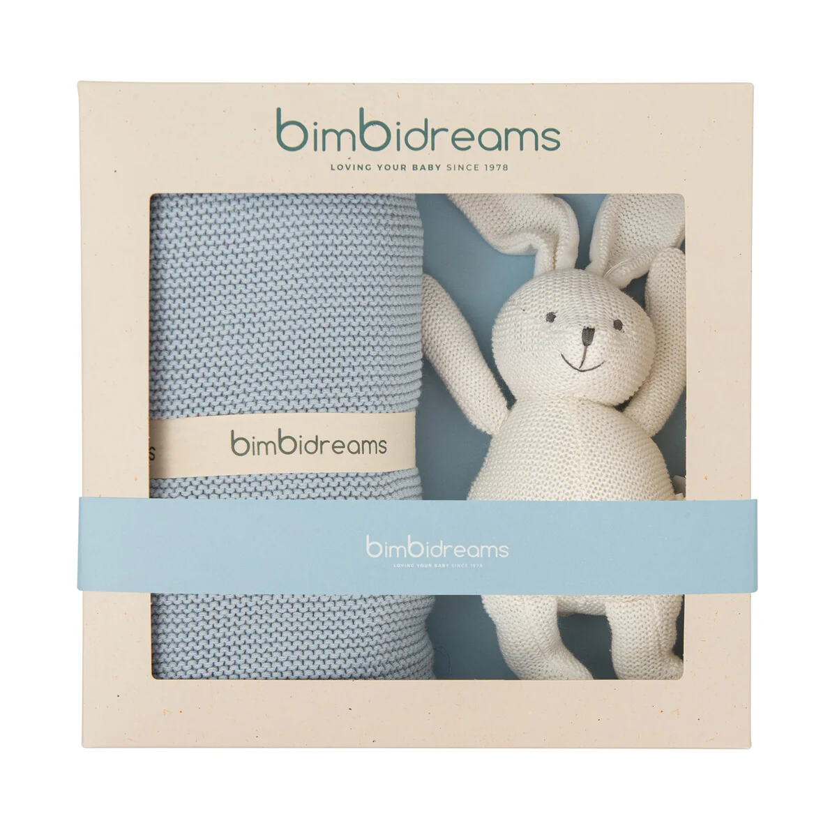 Darčekový set BIMBIDREAMS RABBIT - BLUE BLANKET
