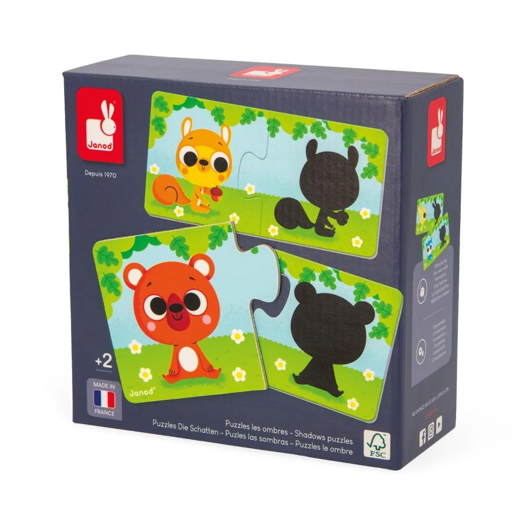 Janod Duonimo Puzzle Nájdi tiene zvieratká 24 ks
