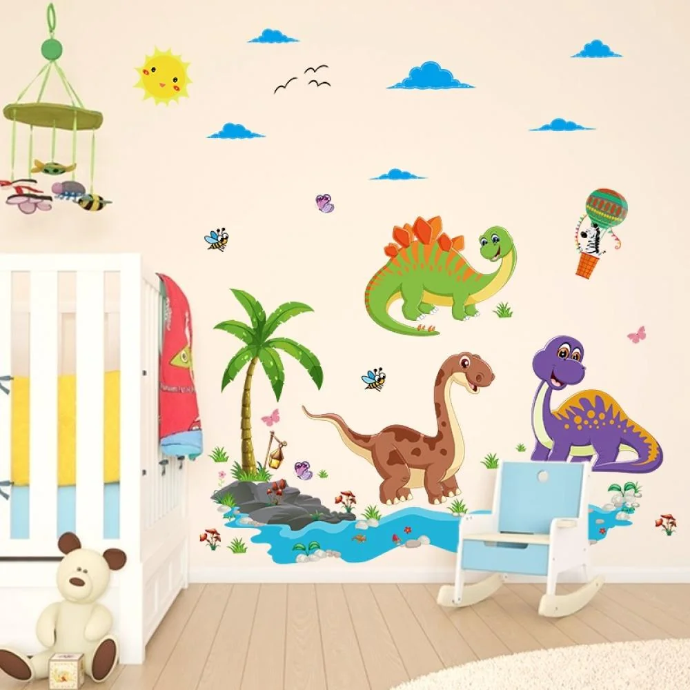 Samolepka na stenu s milými dinosaurami 75x135 cm, PVC