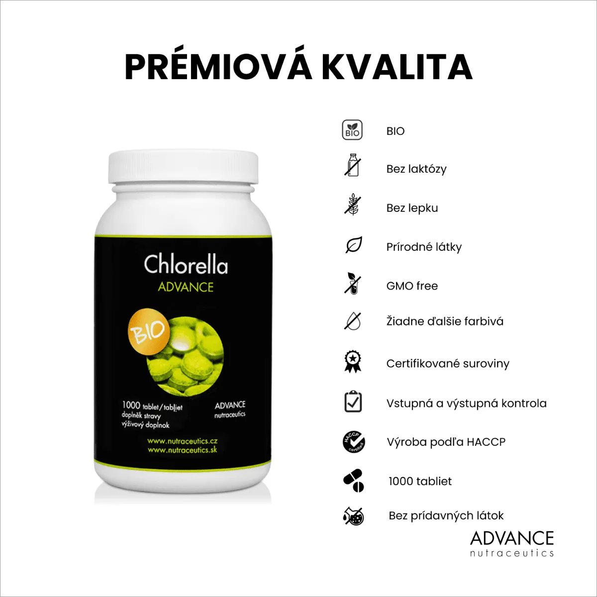 ADVANCE Chlorella BIO 1 000 tbl. 1×1000 tbl, výživový doplnok