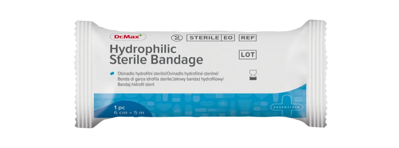 Dr. Max Obväz hydrofilný sterilný 6 cm × 5 m 1×1 ks, 6 cm × 5 m