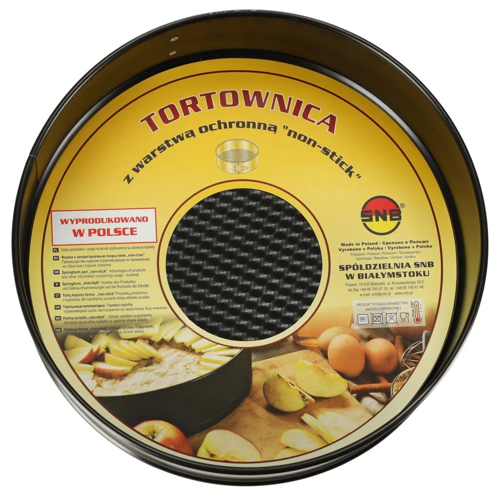 Tortová forma s odnímateľným okrajom, Ø 24 cm, dno s textúrou, non‑stick, čierna
