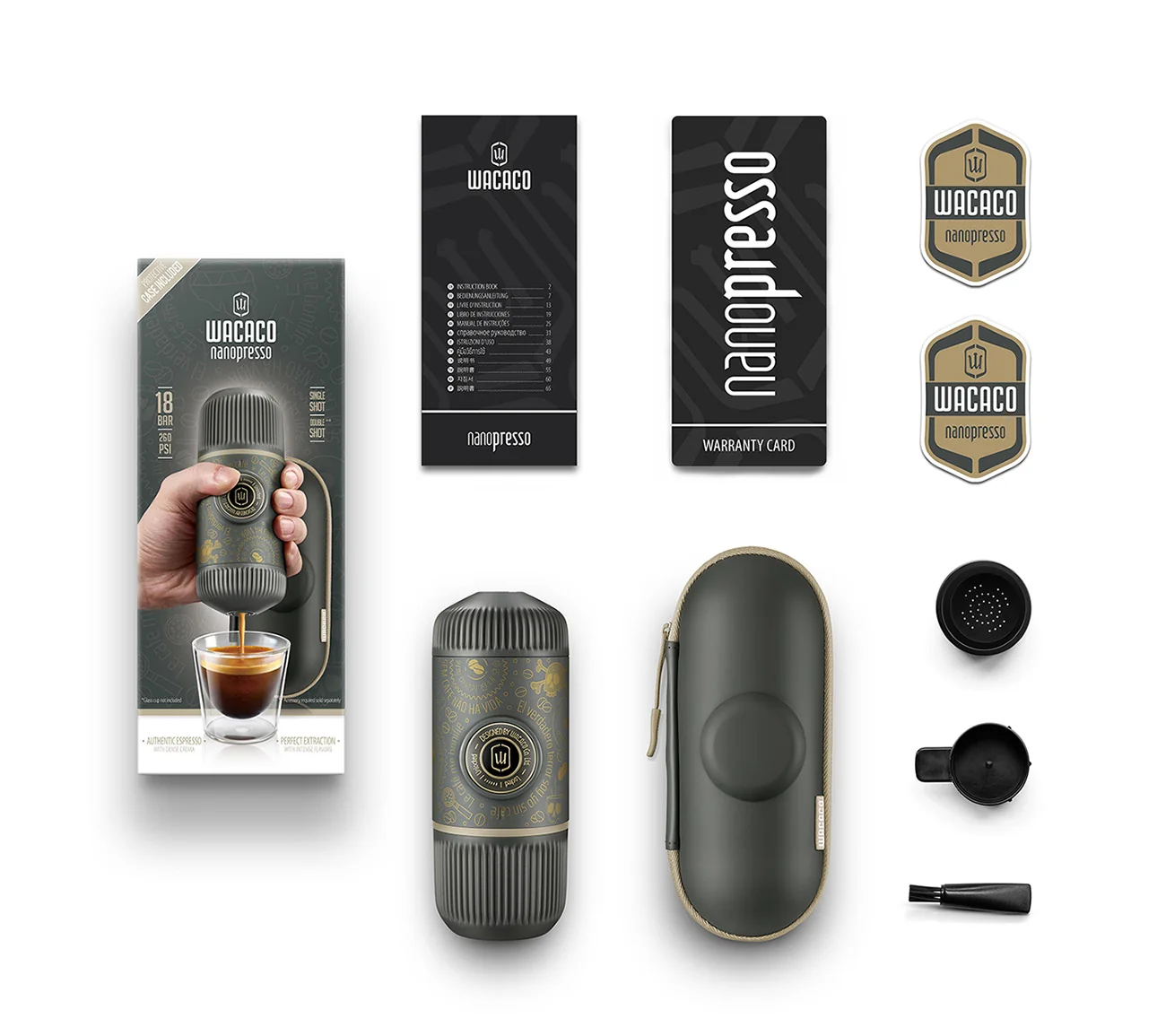 Nanopresso - Dark Souls Grey + pevný obal Kávovar