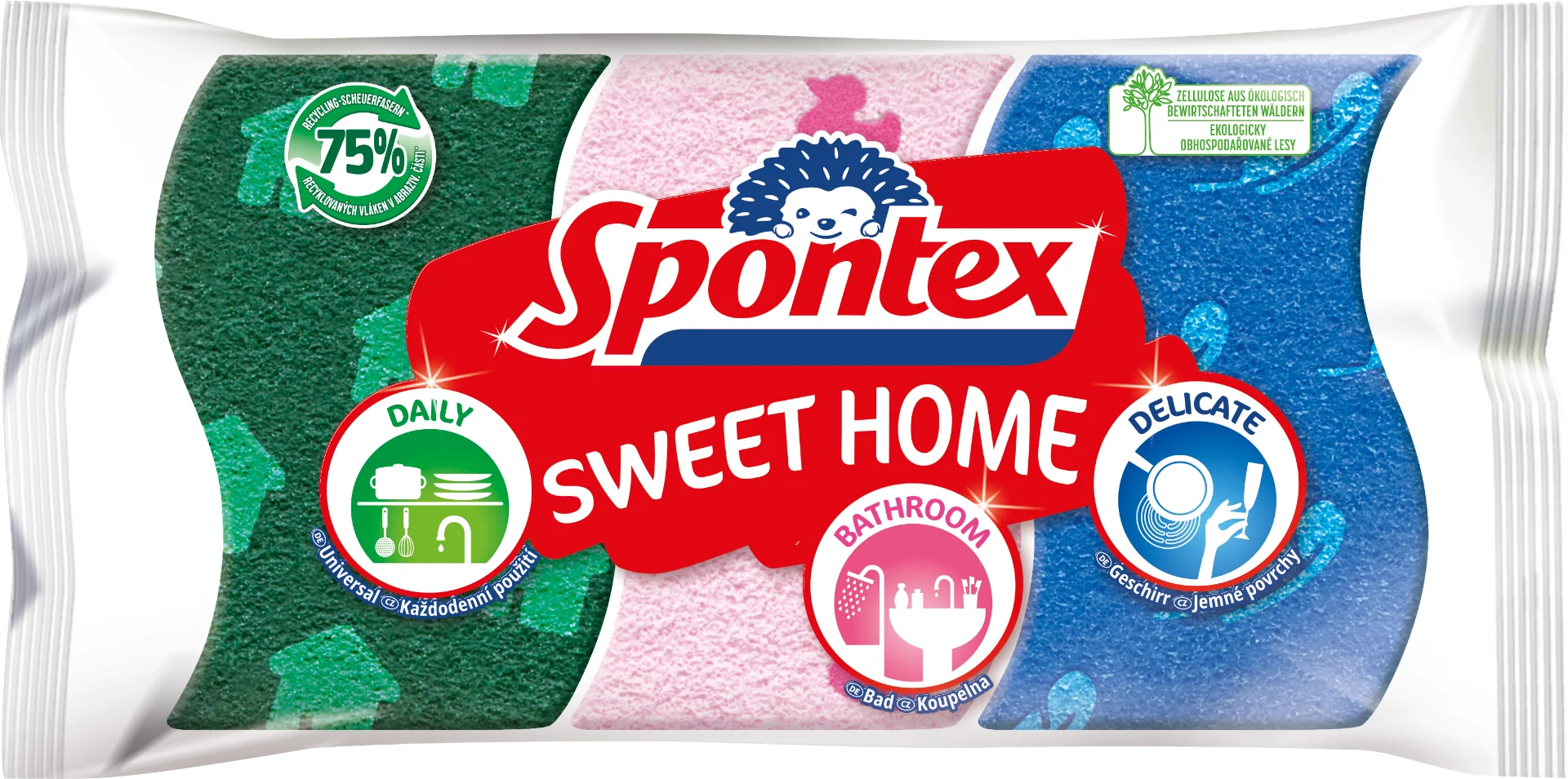 Spontex Sweet Home viskózna hubka 3ks 1×3 ks, viskózna hubka