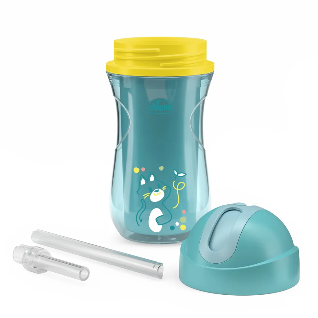CHICCO Hrnček Sport termo so slamkou teal, 14m+ 1x1 ks
