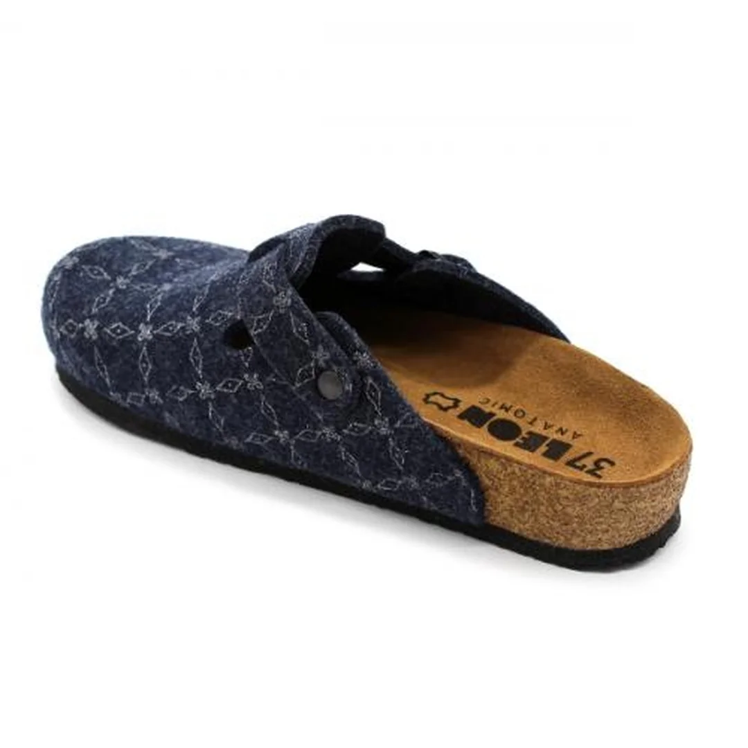 LEON 4260 Dámske zdravotné korkové teplé papuče Modré 39 - 25cm, modrá, 2,0 cm