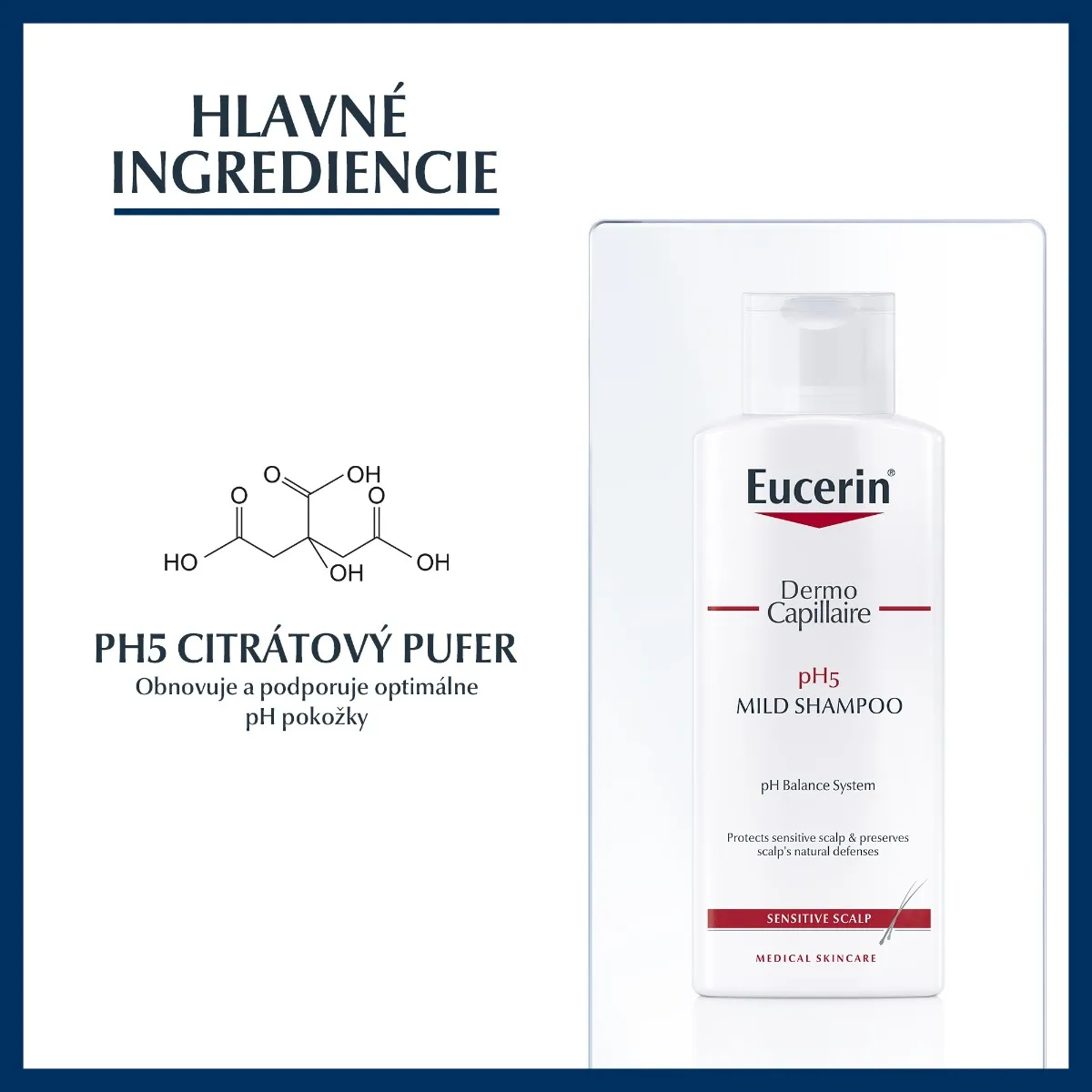 Eucerin DermoCapillaire pH5 šampón 1×250 ml, pre citlivú pokožku