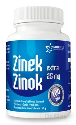 NUTRICIUS Zinok EXTRA 25 mg 1×100 tbl, zinok
