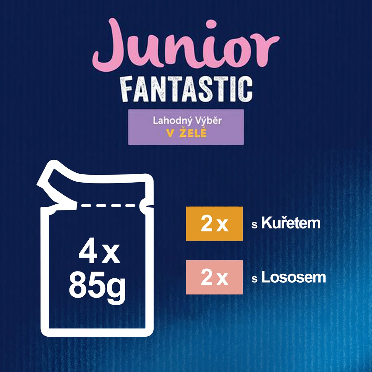 Felix Fantastic Junior kapsičky pre mačiatka kura, losos v želé 4×85 g 4×85 g, kapsičky pre mačky