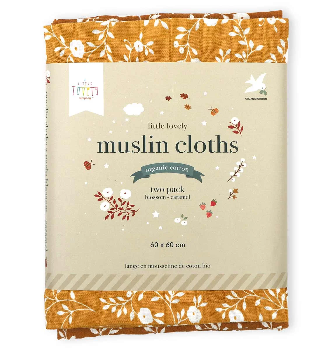 A Little Lovely Company - Mušelínové plienky, blossom - caramel - 2 ks