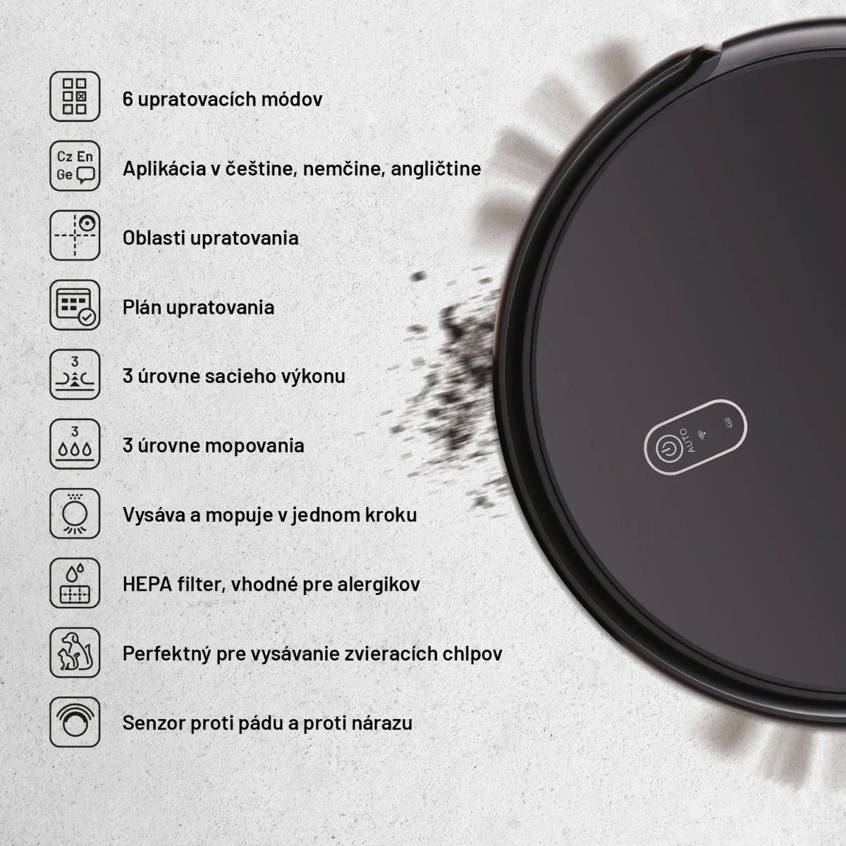 Lauben Robot Vacuum 26BB 1×1 ks, robotický vysávač