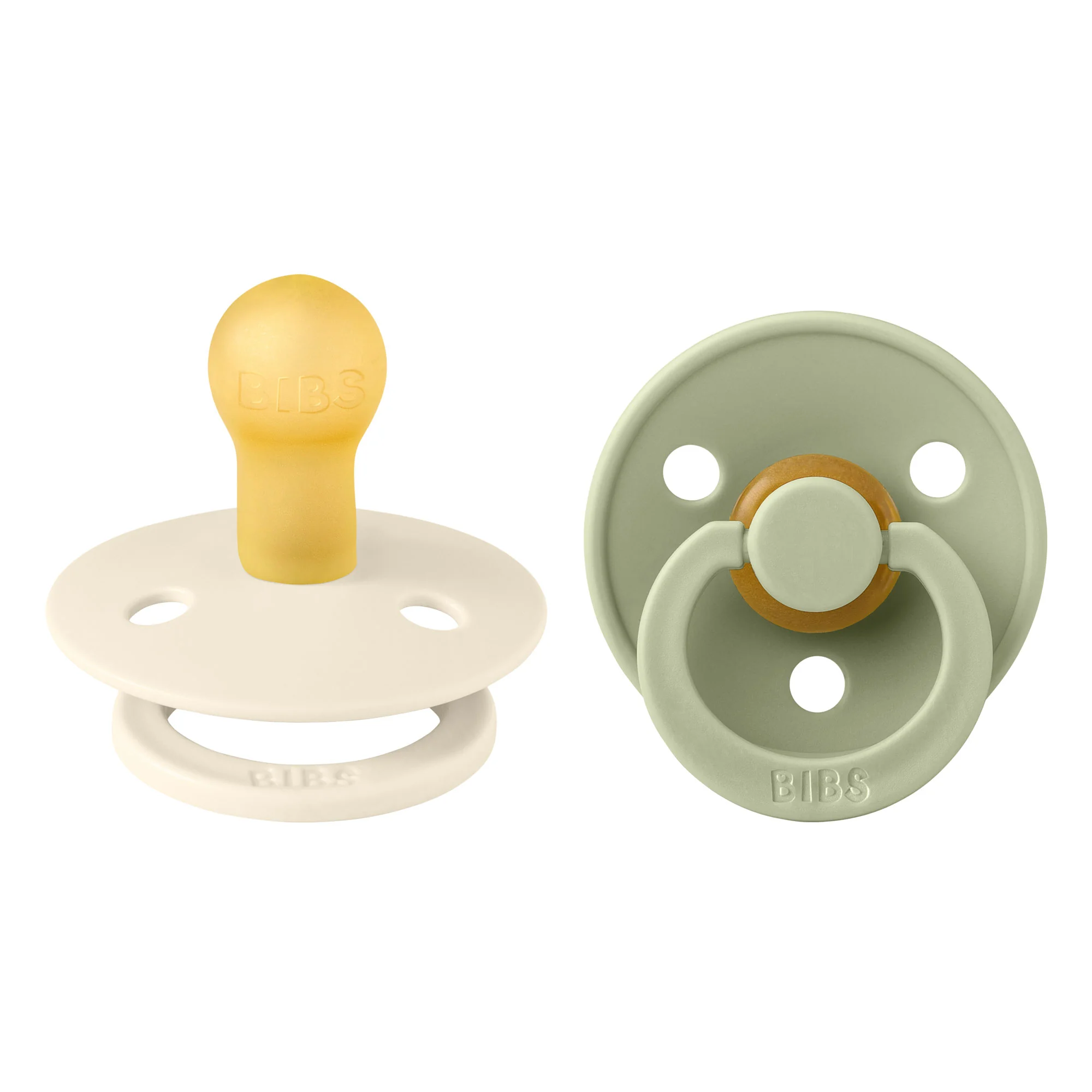 BIBS Colour cumlíky z prírodného kaučuku 2ks veľkosť 1 - Sage / Ivory