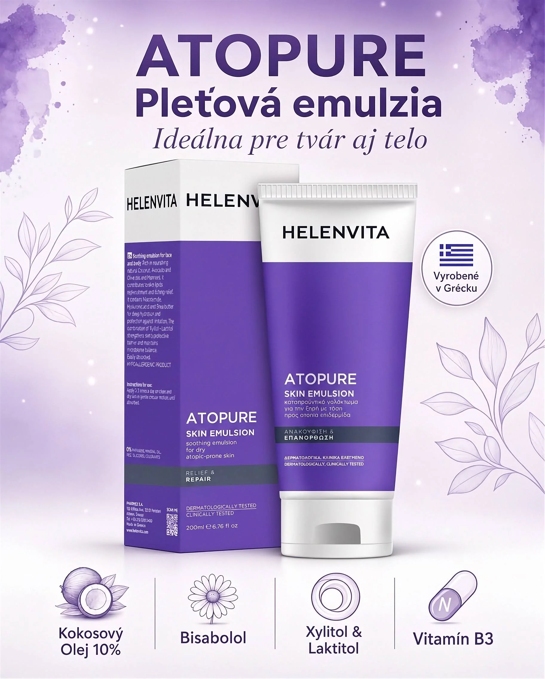 Helenvita Atopure Upokojujúca emulzia na tvár a telo 200 ml pre atopickú pokožku