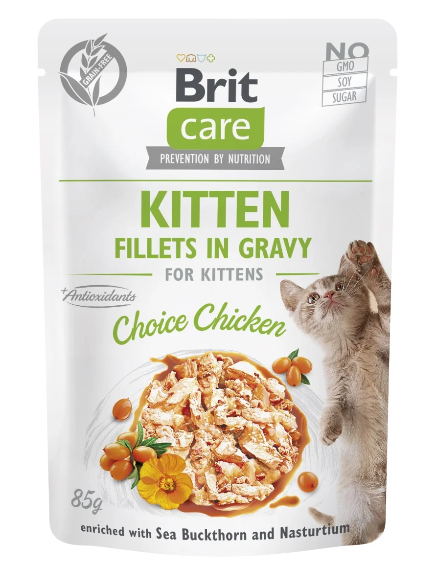 Brit Care Cat Kitten Filety v omáčke s kuracím mäsom 85 g