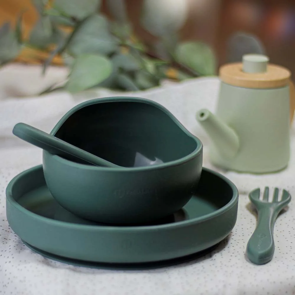 PETITE&MARS Príbor silikónový TAKE&MATCH Misty Green 6m+ 1×1 ks, silikónový príbor