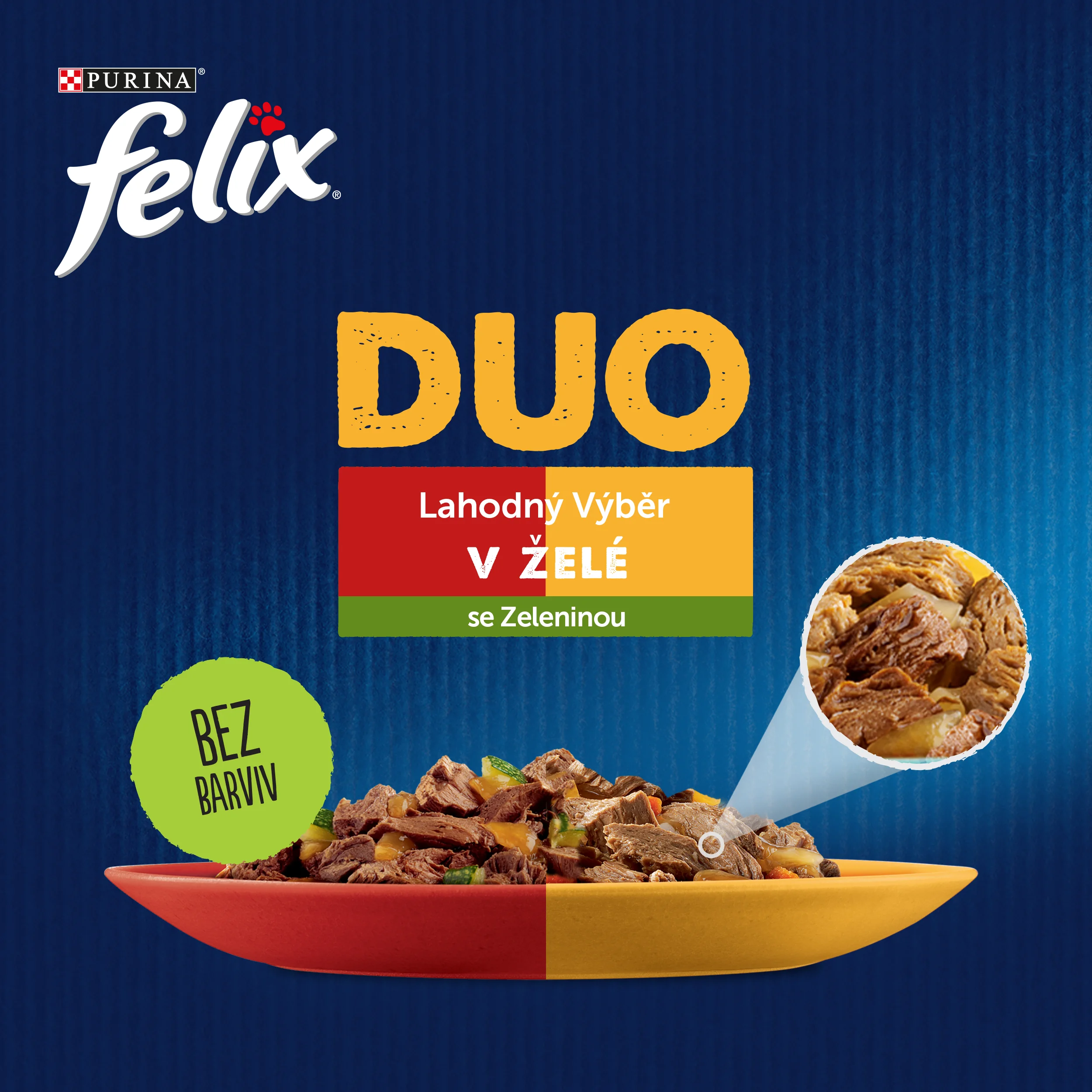 Felix Fantastic DUO kapsičky pre mačky hovädzie a hydinové, jahňacie a kura, morka a kačica, bravčové a divina 12×85 g 12×85 g, kapsičky pre mačky