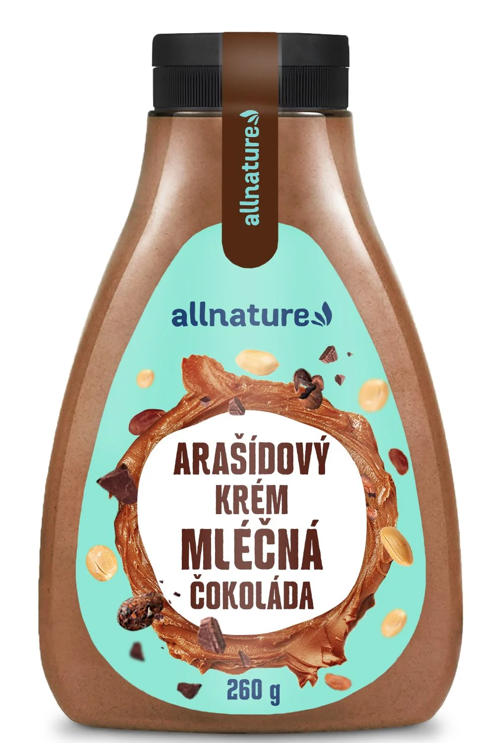 Allnature Arašidový Krém S mliečnou Čokoládou 260g 1×260 g, arašidový krém s mliečnou čokoládou