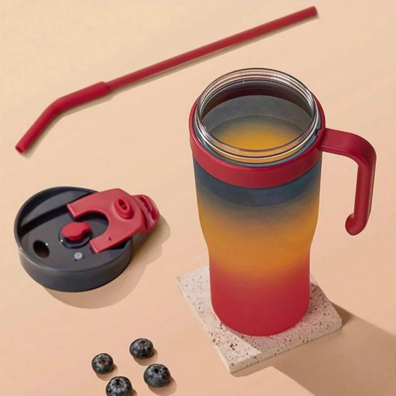 Livefy 3in1 Set fľašky na vodu a pohár Sunrise, ombre