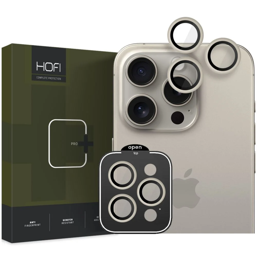HOFI Camring ochranné sklo na kameru na iPhone 15 Pro / 15 Pro Max, titanium tanium
