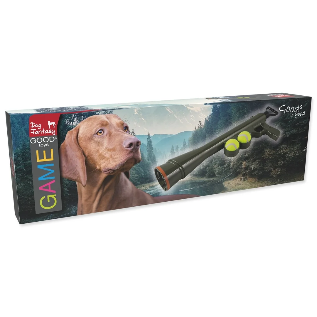 Hračka Dog Fantasy puška na strielanie tenisákov, 2ks tenisák 58,6x8,8cm