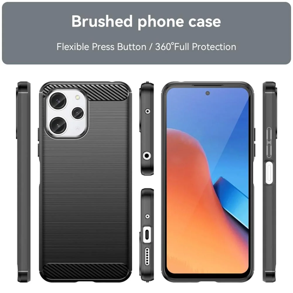 Puzdro Carbon Shield TPU pre Xiaomi Redmi 12 - Čierna