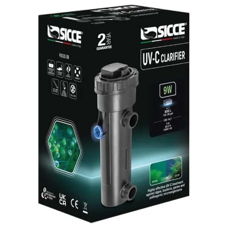 SICCE UV-C Clarifier 9W/3m UV-lampa na ničenie rias, baktérií a parazitov