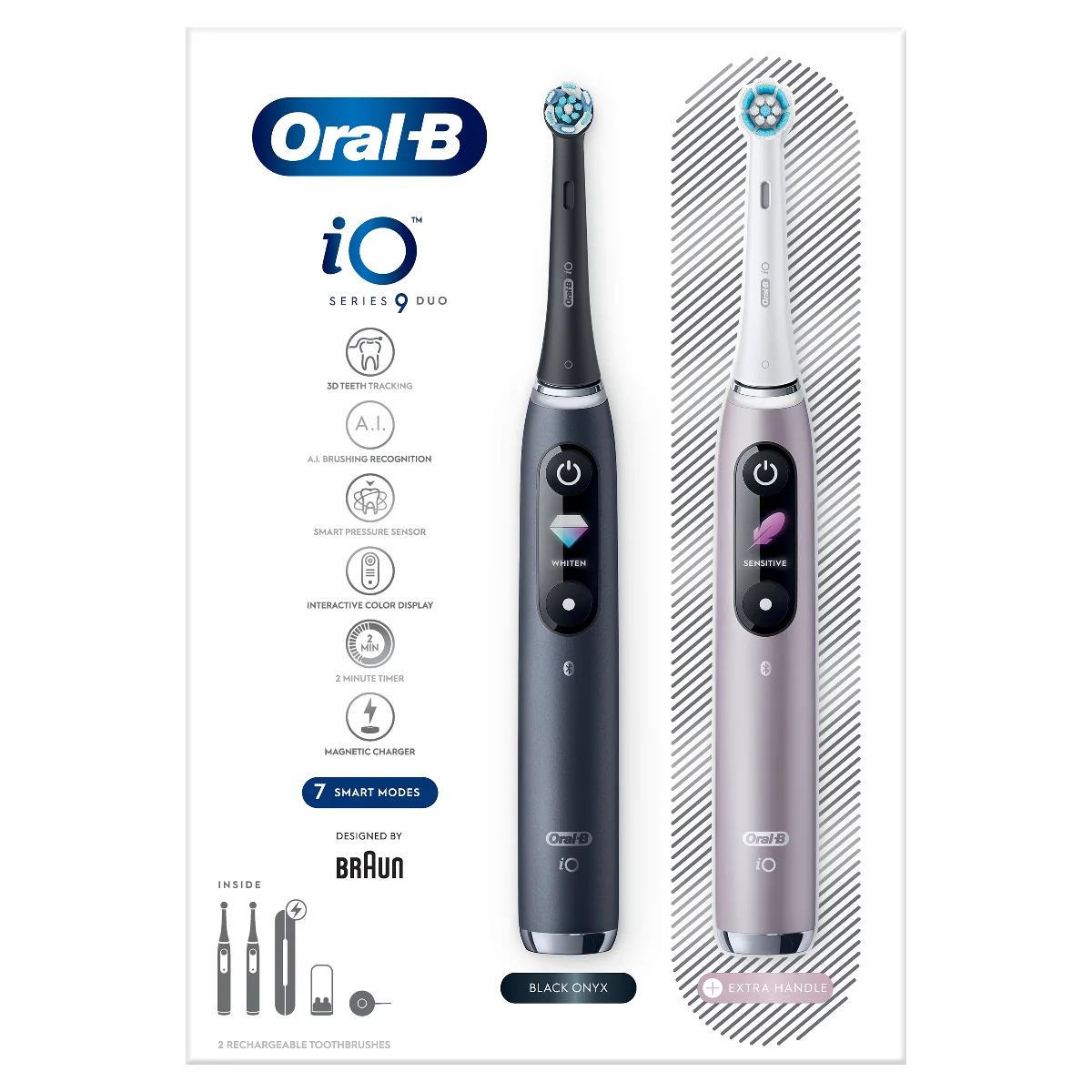 Oral B iO Series 9 Duo Black&Rose Elektrická zubná kefka 1×1 set, elektrická zubná kefka
