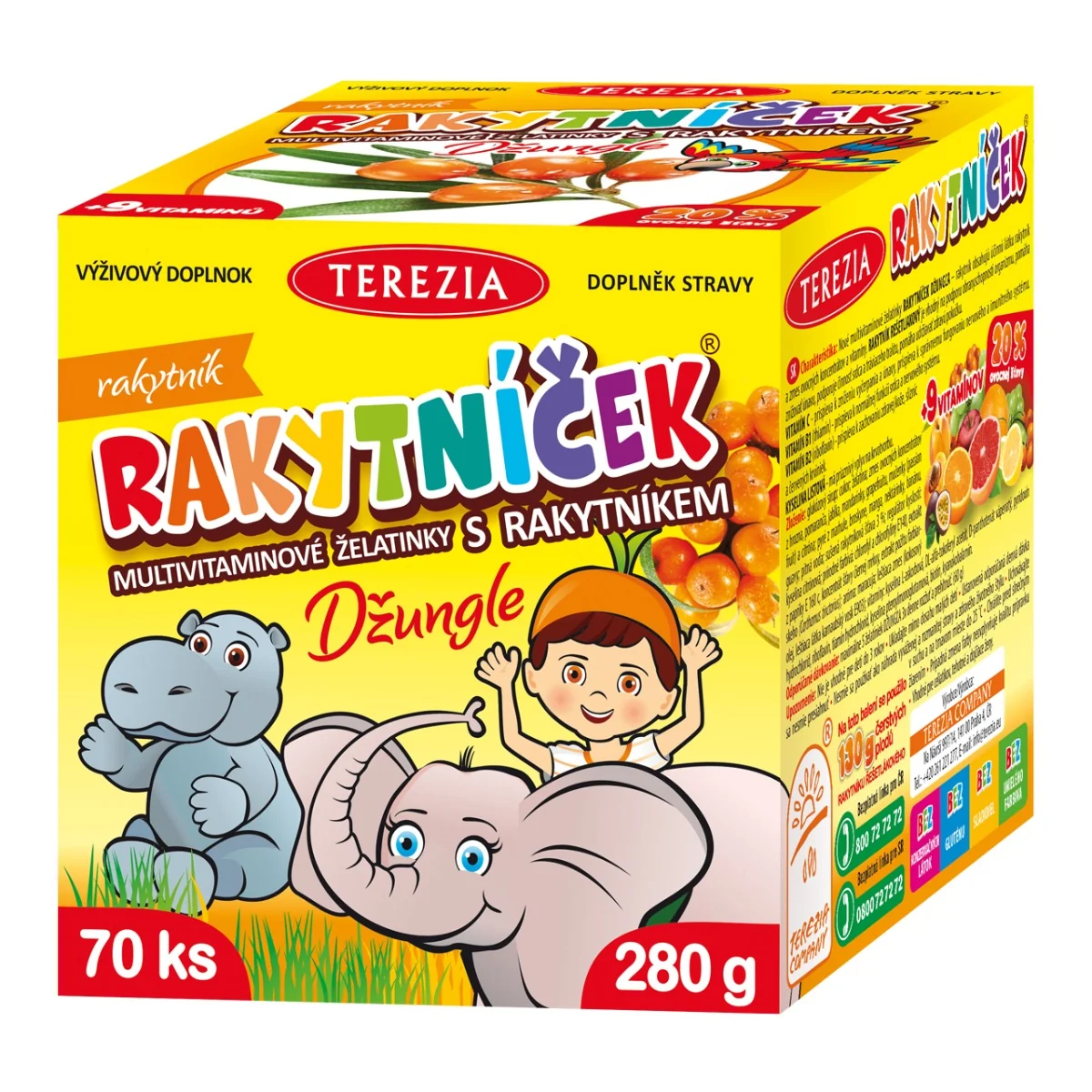 TEREZIA RAKYTNÍČEK multivit.želatínky s rakytníkom 1×70 ks, príchuť rakytník