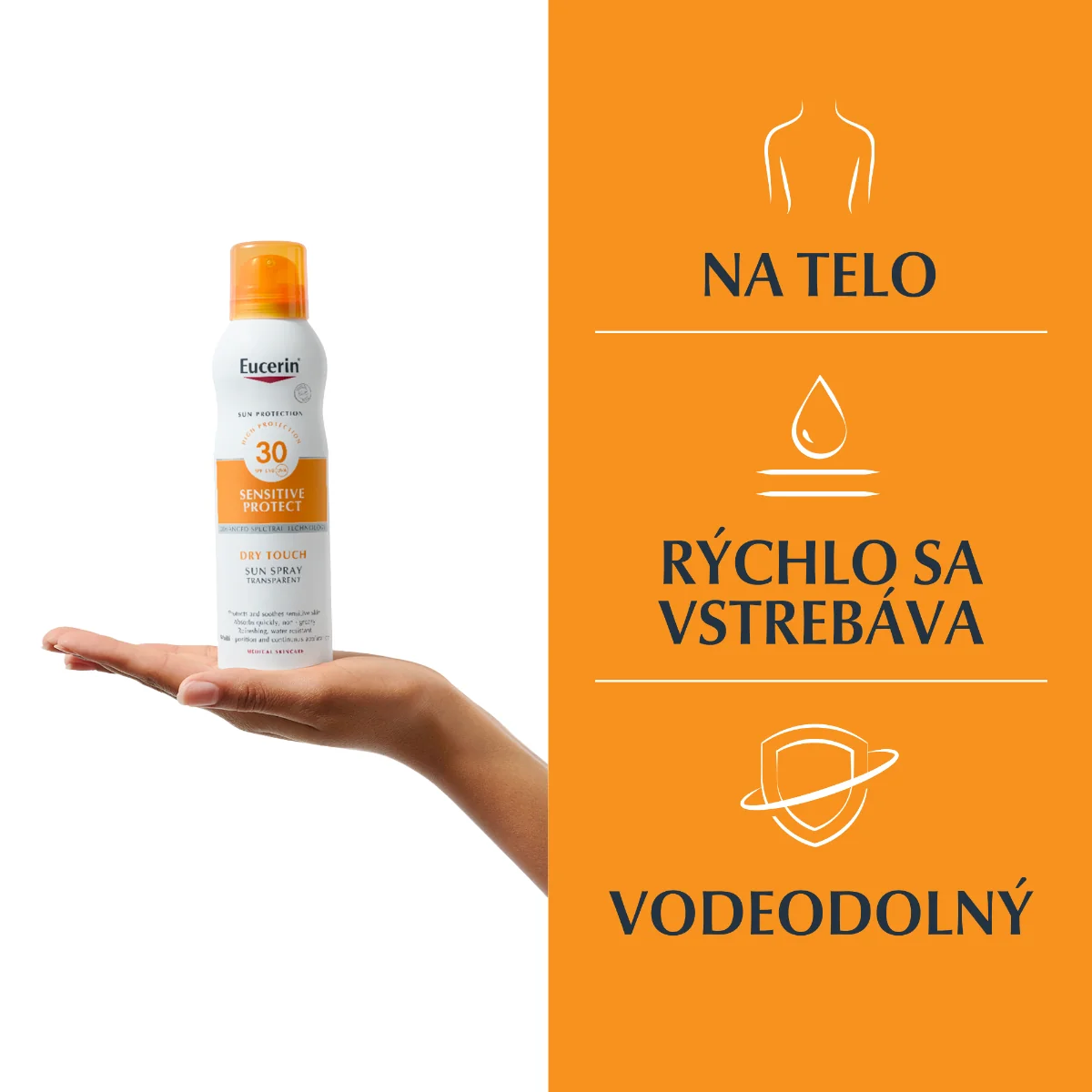 Eucerin SUN Transparentný sprej aerosól Dry Touch OIL CONTROL SPF 30 1×200 ml, pre citlivú pokožku