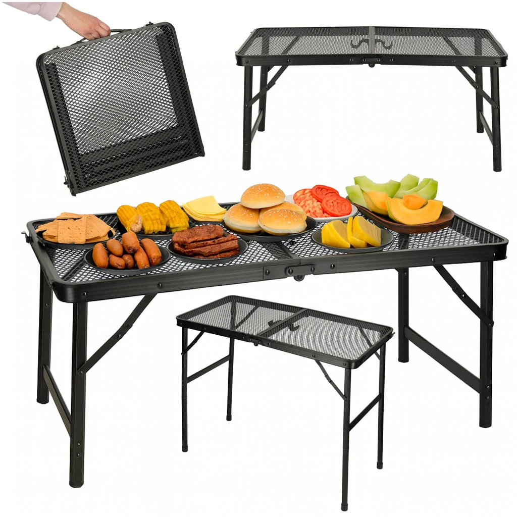 Skladací turistický stôl LUARO 80×40 cm výška 66/37 cm hliník