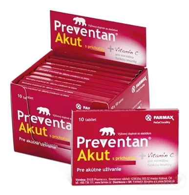 FARMAX Preventan Akut s novou príchuťou, box 10×10 cps, výživový doplnok