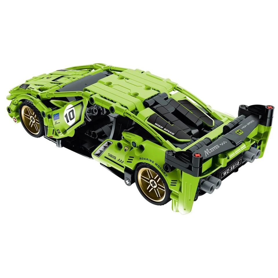 Športové závodné auto zelené mechanická stavebnica 457 dielikov