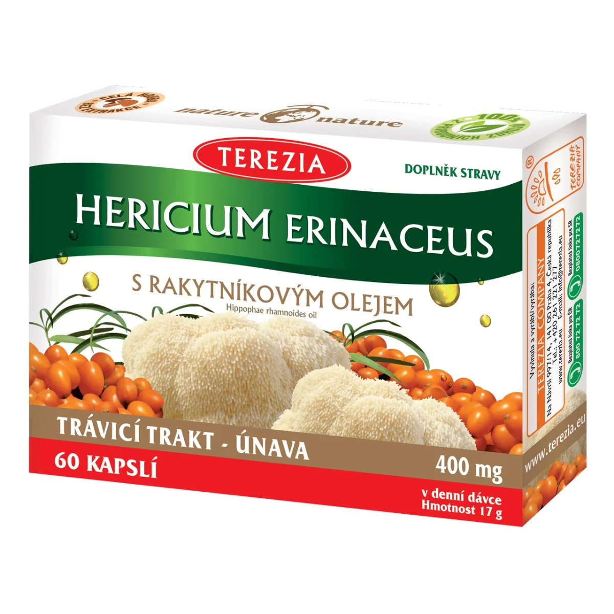 TEREZIA HERICIUM ERINACEUS S RAKYTNÍKOVÝM OLEJOM 2×30 cps, výživový doplnok