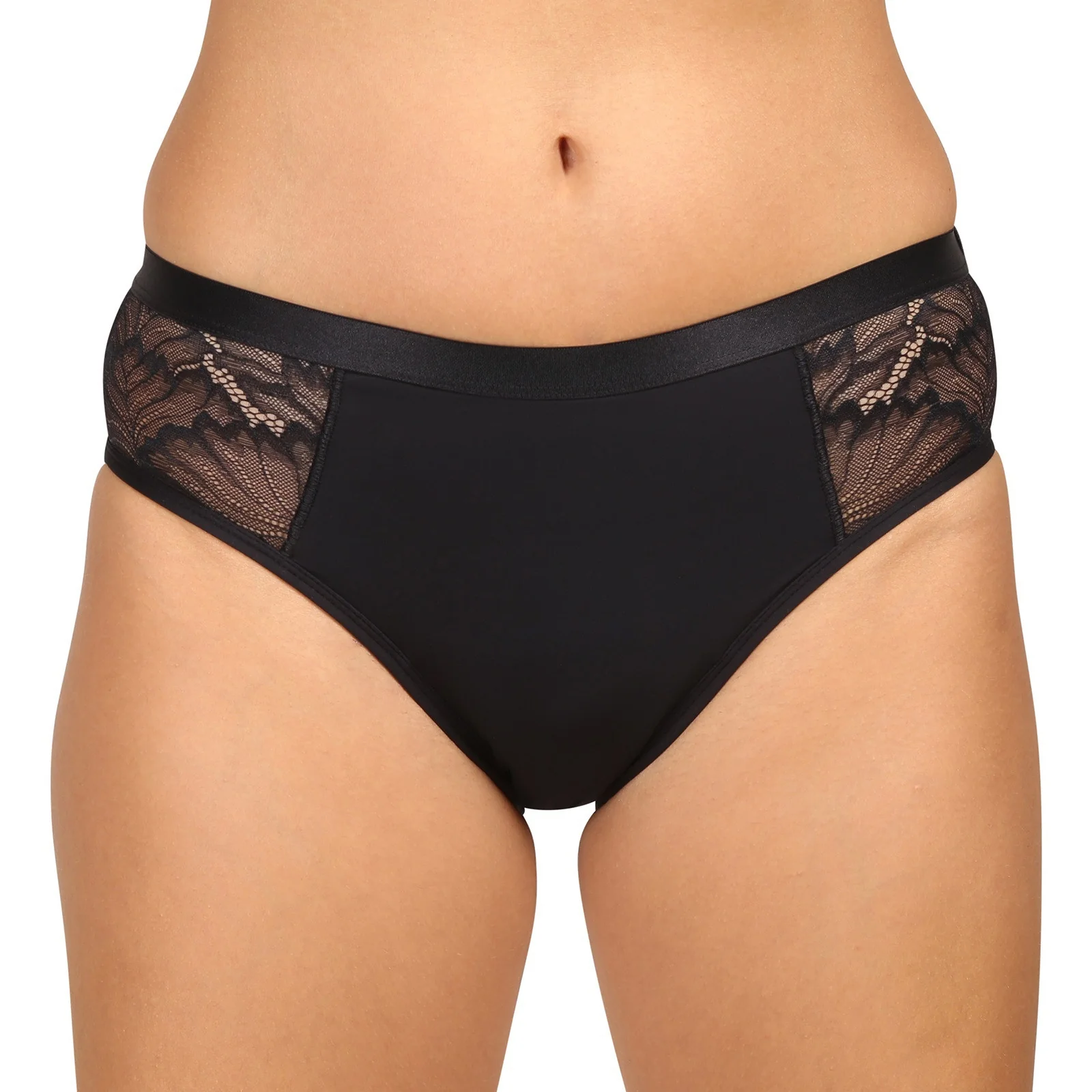 Menštruačné nohavičky čierne LUXE Lace Midi BRIEF (LLUWLAMI) S