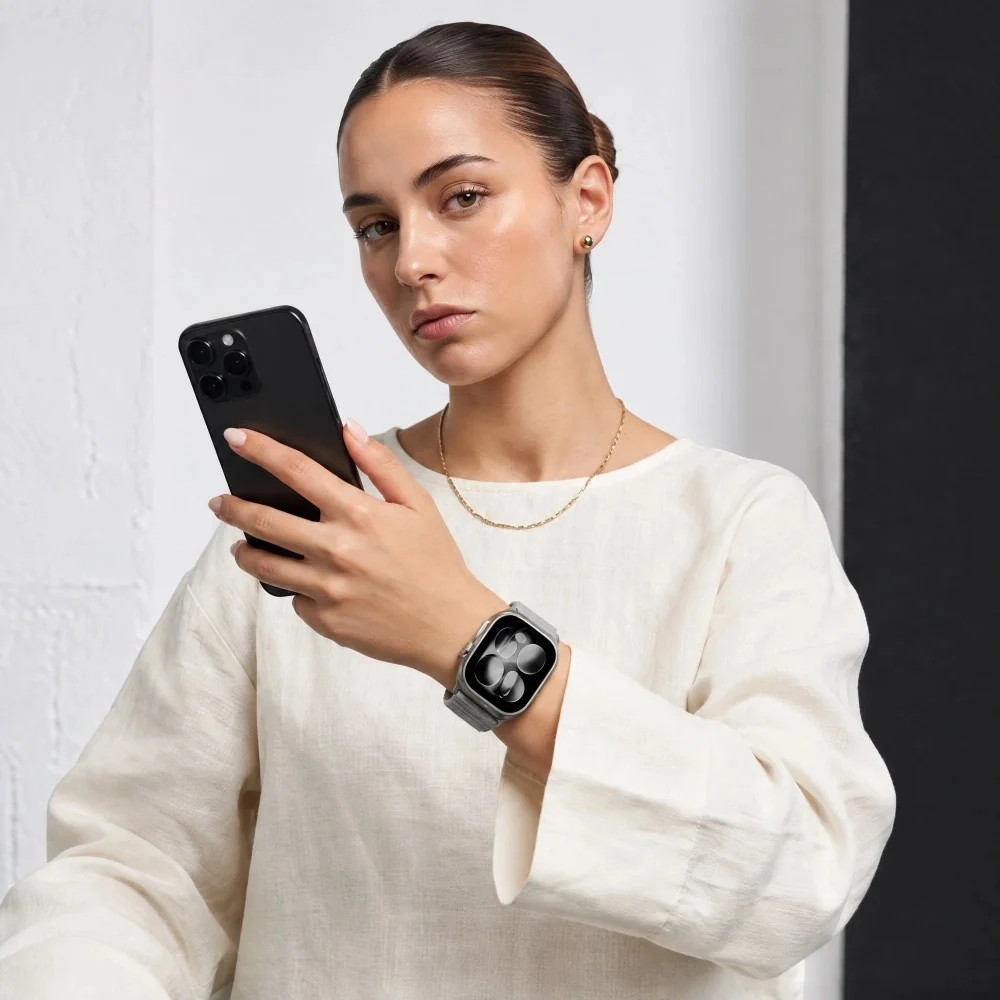Tech-Protect Nylon Loop remienok na Apple Watch 44/45/46/49mm, light grey