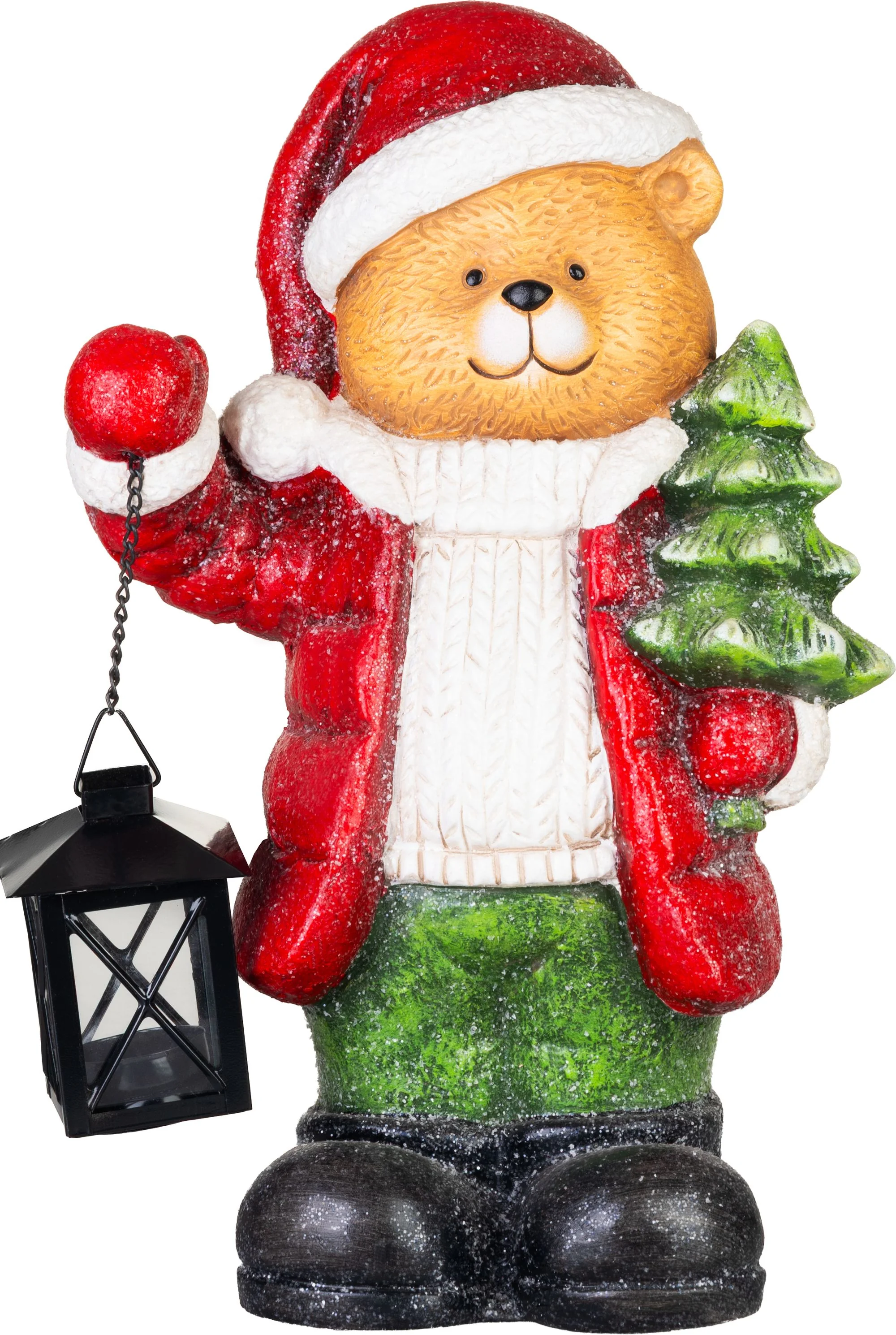 MagicHome vianočný medveď s lampášom, 1 ks Magnézia, 24x17,5x38 cm