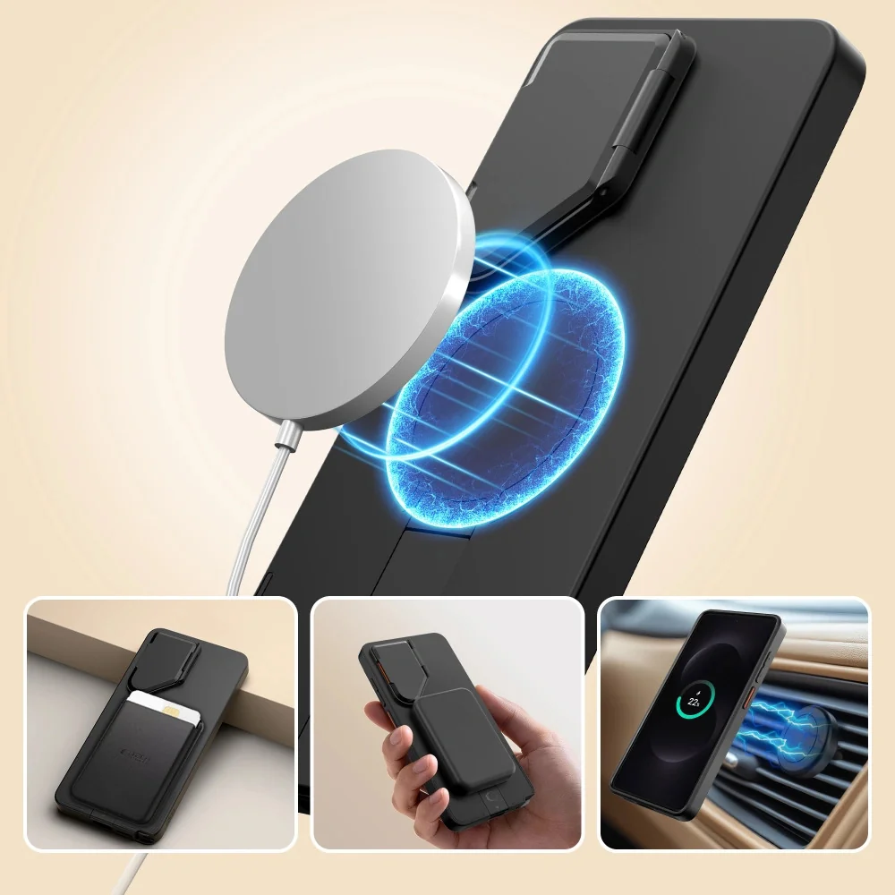 Tech-Protect Kevlar Aura MagSafe kryt na Samsung Galaxy S26 Ultra, čierny / oranžový rny / oranžový