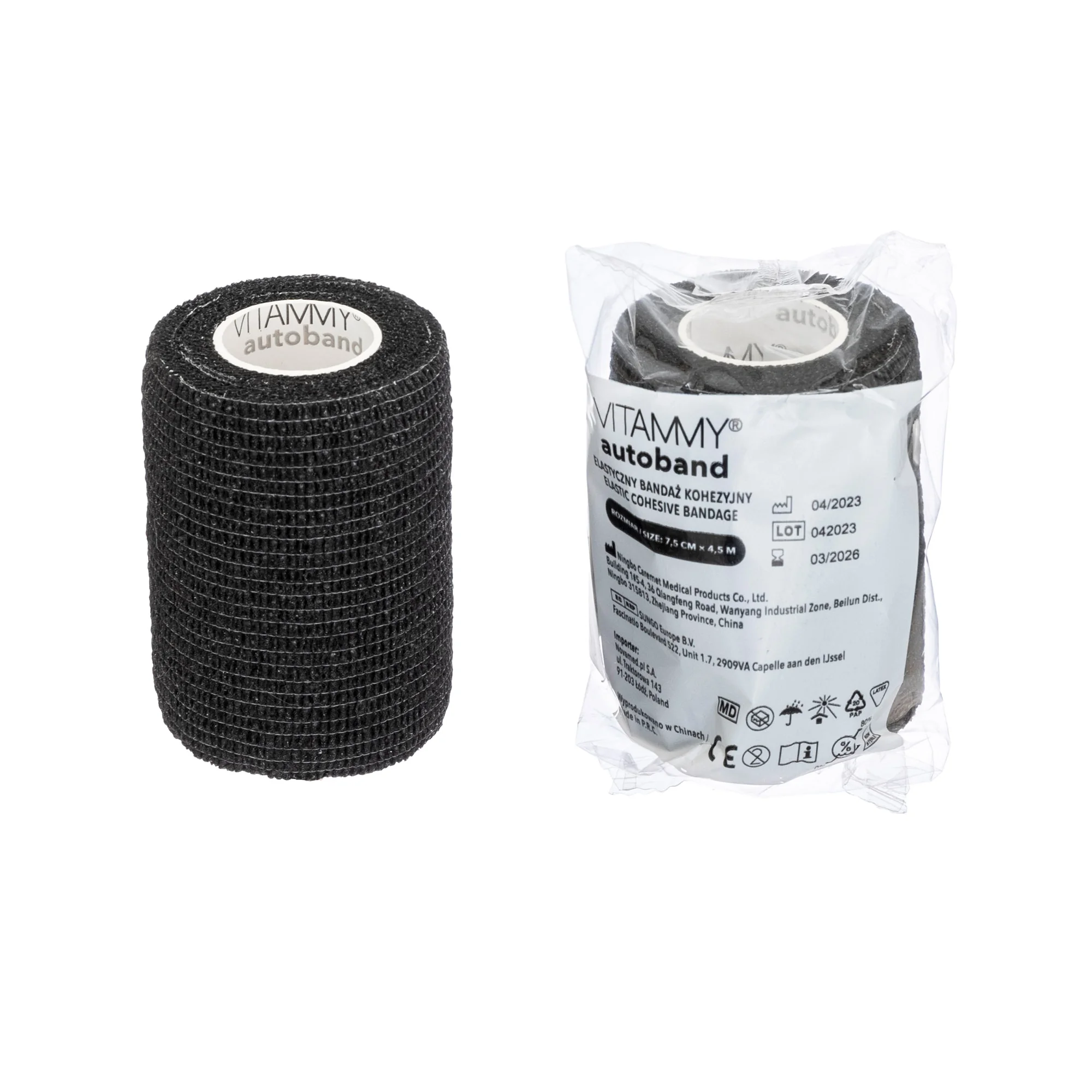 VITAMMY Autoband samolepiaca elastická bandáž čierna 7,5 cm x 450 cm