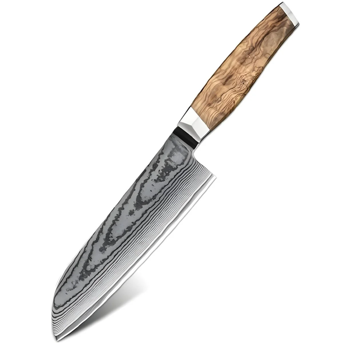 Damaškový kuchynský nôž Zenroku Santoku/Hnedá