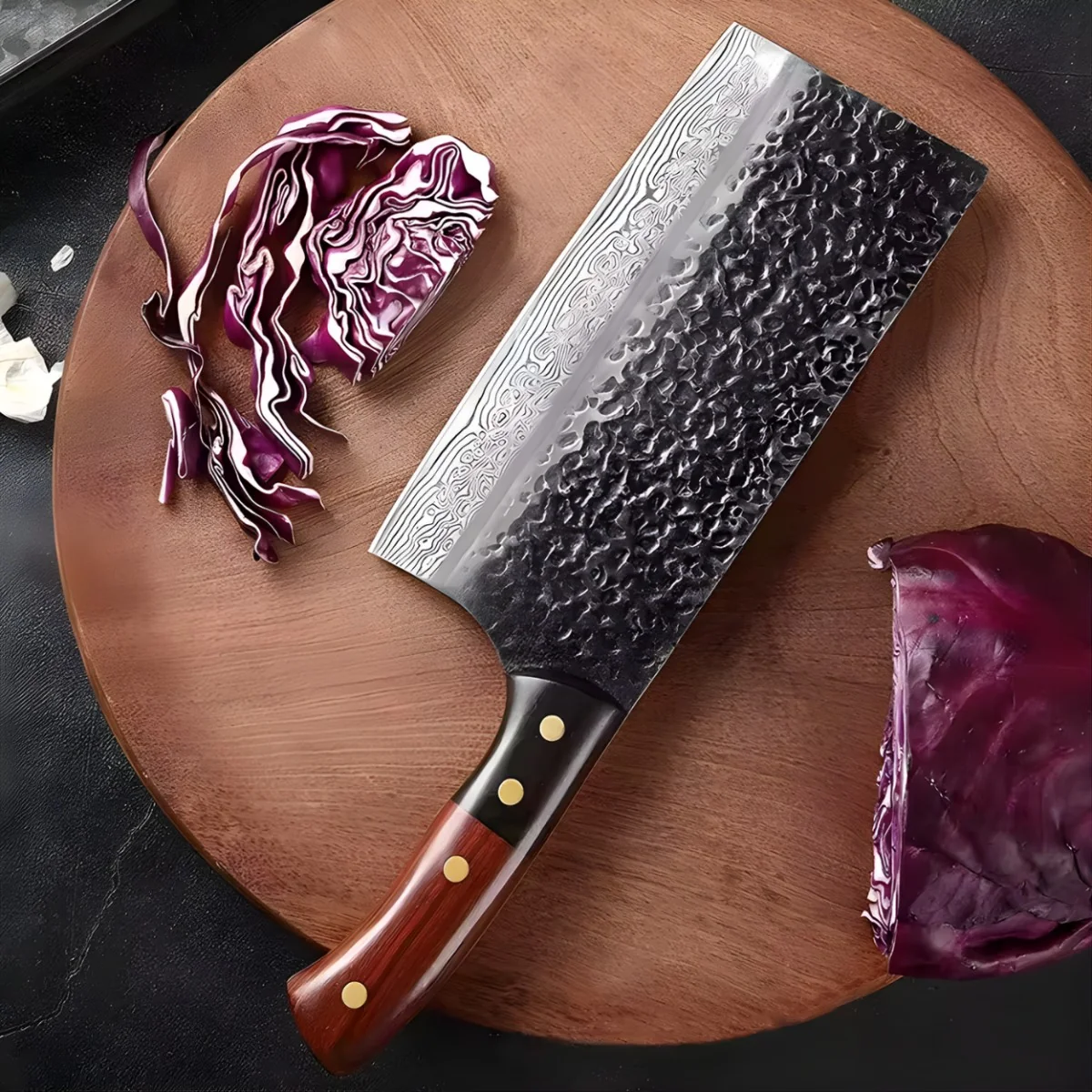 Masívny kuchynský sekáčik typu cleaver Cleaver/Hnedá