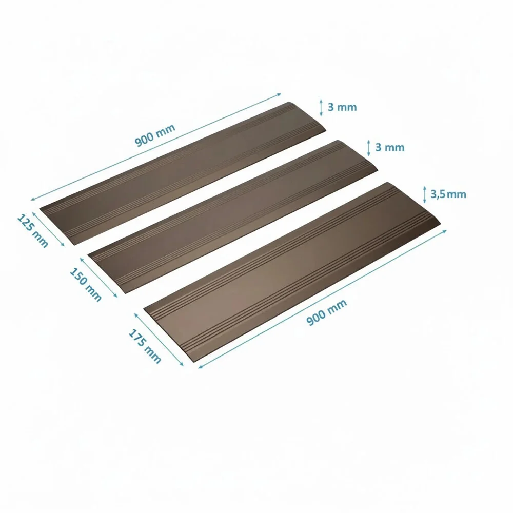 Eloxovaná prejazdová lišta pre vozíčkarov 3,5 x 175 x 900 mm hnedá champagne