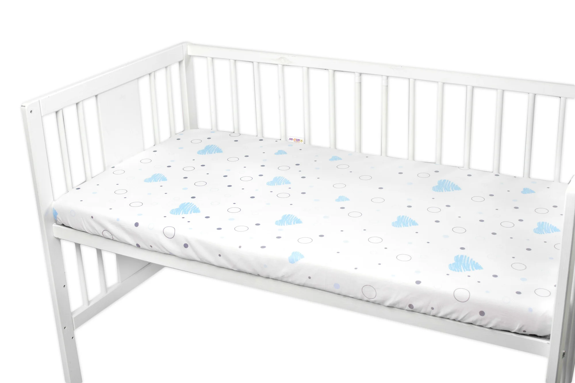Detské prestieradlo do postieľky bavlna, I love Boy Baby Nellys, modrá/biela, 140x70 cm