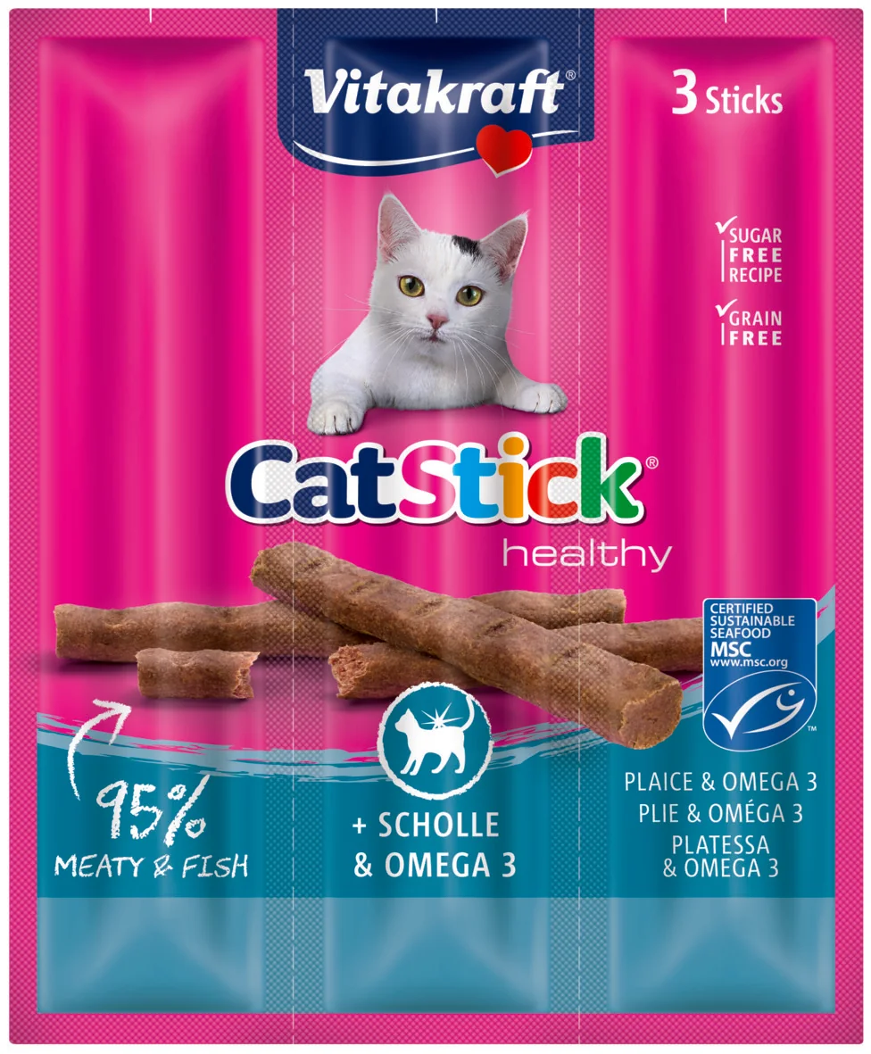 Vitakraft Cat Stick platýz a omega 3 3×6 g
