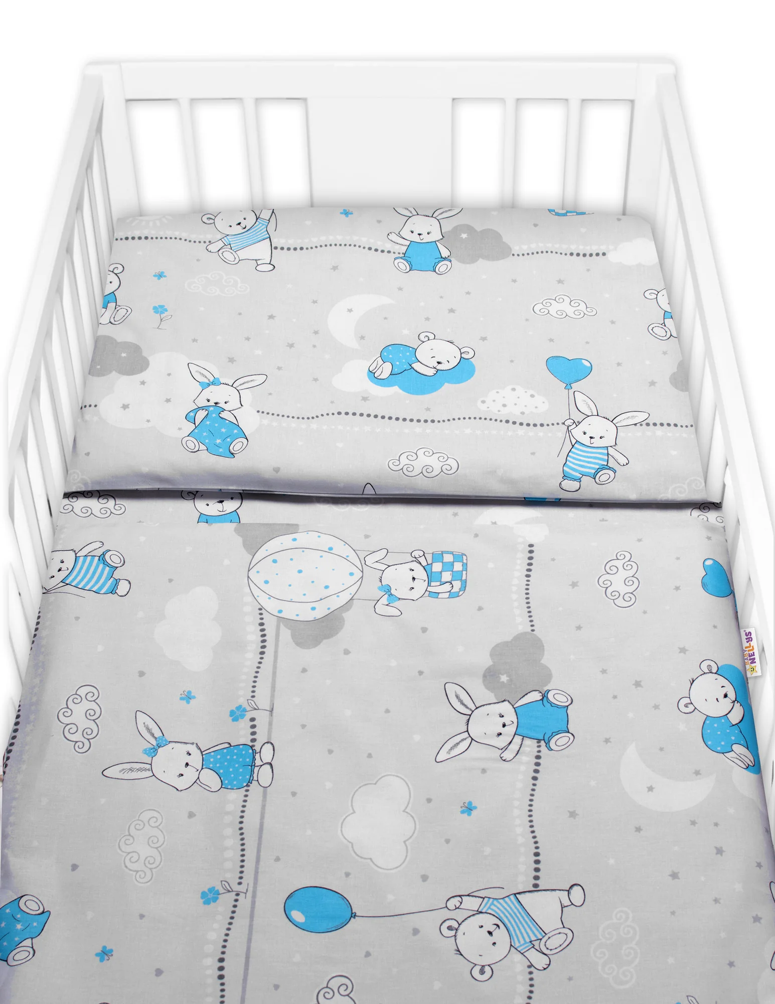 Mantinel s obliečkami Premium, Baby Nellys, 3D sada, Good night Animals, sivé BOY, 135x100